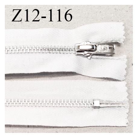 Fermeture zip 12 cm couleur blanc longueur 12 cm largeur 2.7 cm non séparable glissière métal largeur 5 mm prix à l'unité