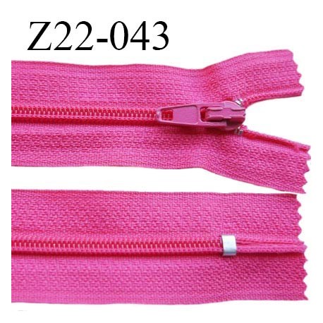 Fermeture zip 22 cm à glissière couleur rose fuschia non séparable zip nylon largeur du zip 6 mm longueur 22 cm prix à l'unité