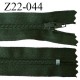 Fermeture zip 22 cm à glissière couleur vert sapin non séparable zip nylon largeur du zip 6 mm longueur 22 cm prix à l'unité