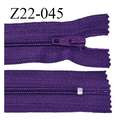 Fermeture zip 22 cm à glissière couleur violet indigo non séparable zip nylon largeur du zip 6 mm longueur 22 cm prix à l'unité