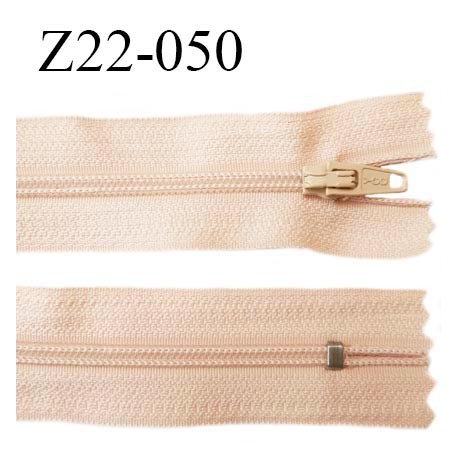 Fermeture zip 22 cm à glissière couleur rosé chair non séparable zip nylon largeur du zip 6 mm longueur 22 cm prix à l'unité