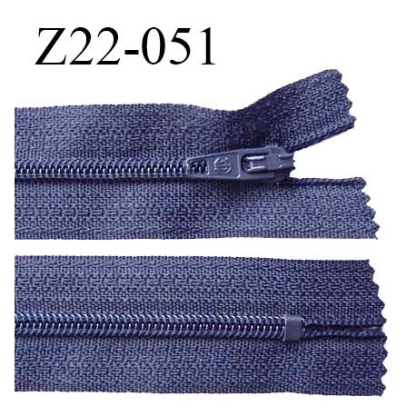 Fermeture zip 22 cm à glissière couleur bleu gris non séparable zip nylon largeur du zip 6 mm longueur 22 cm prix à l'unité