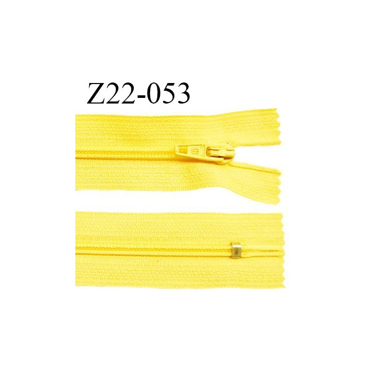 Fermeture zip 22 cm à glissière couleur jaune vif non séparable zip nylon largeur du zip 6 mm longueur 22 cm prix à l'unité