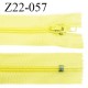 Fermeture zip 22 cm à glissière couleur jaune citron non séparable zip nylon largeur du zip 6 mm longueur 22 cm prix à l'unité