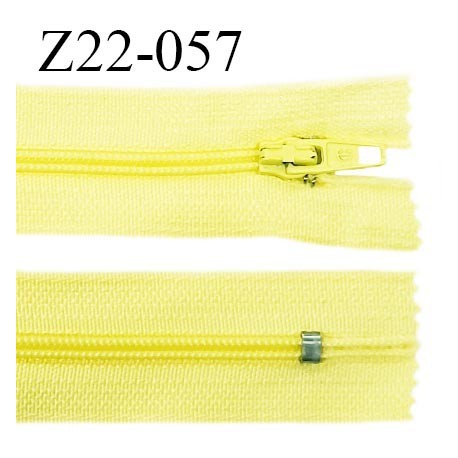 Fermeture zip 22 cm à glissière couleur jaune citron non séparable zip nylon largeur du zip 6 mm longueur 22 cm prix à l'unité
