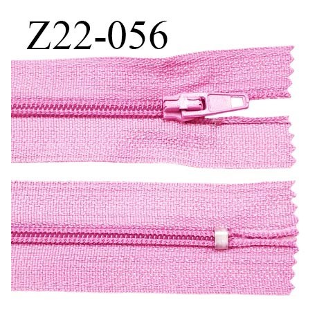 Fermeture zip 22 cm à glissière couleur rose non séparable zip nylon largeur du zip 6 mm longueur 22 cm prix à l'unité