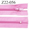 Fermeture zip 22 cm à glissière couleur rose non séparable zip nylon largeur du zip 6 mm longueur 22 cm prix à l'unité