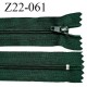 Fermeture zip 22 cm à glissière couleur vert empire non séparable zip nylon largeur du zip 6 mm longueur 22 cm prix à l'unité