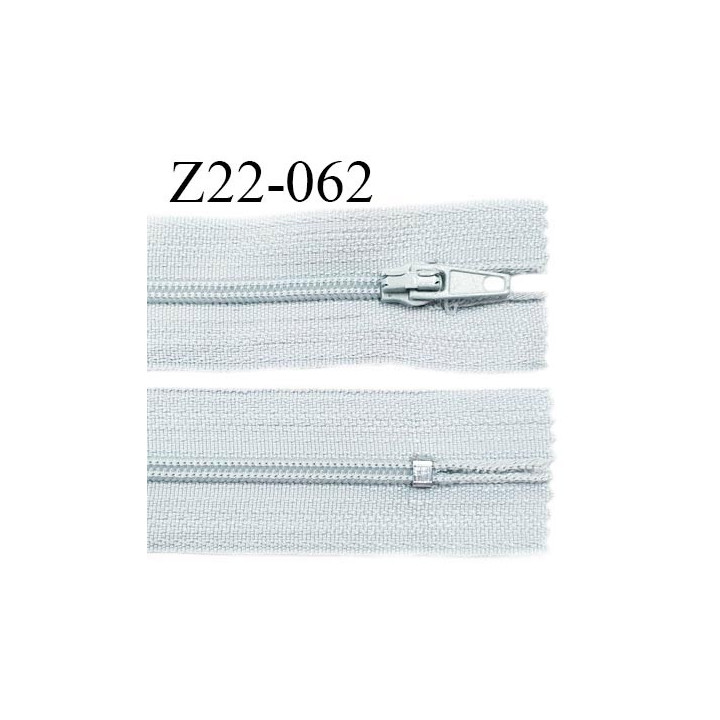 Fermeture zip 22 cm à glissière couleur gris quartz non séparable zip nylon largeur du zip 6 mm longueur 22 cm prix à l'unité