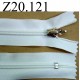 fermeture éclair blanche longueur 20 cm couleur blanc non séparable zip nylon largeur 3,3 cm largeur du zip 6 mm 
