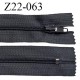 Fermeture zip 22 cm à glissière couleur anthracite non séparable zip nylon largeur du zip 6 mm longueur 22 cm prix à l'unité