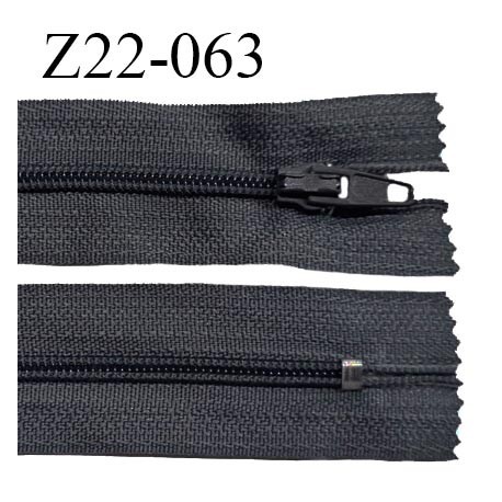 Fermeture zip 22 cm à glissière couleur anthracite non séparable zip nylon largeur du zip 6 mm longueur 22 cm prix à l'unité