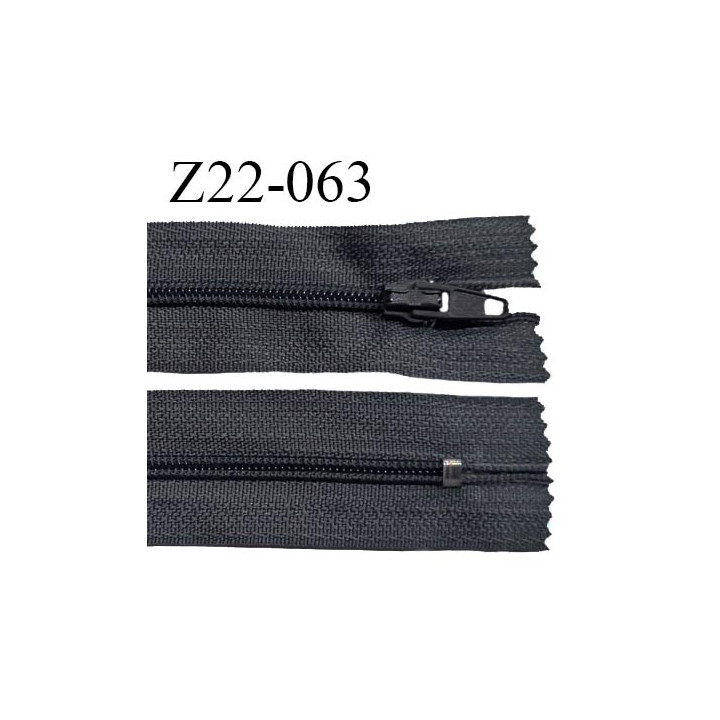 Fermeture zip 22 cm à glissière couleur anthracite non séparable zip nylon largeur du zip 6 mm longueur 22 cm prix à l'unité