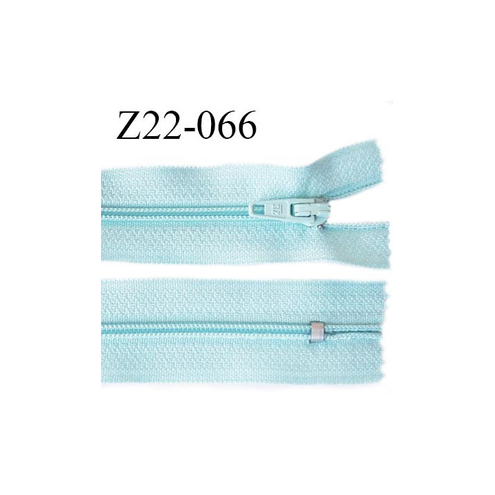 Fermeture zip 22 cm à glissière couleur bleu ciel non séparable zip nylon largeur du zip 6 mm longueur 22 cm prix à l'unité