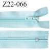 Fermeture zip 22 cm à glissière couleur bleu ciel non séparable zip nylon largeur du zip 6 mm longueur 22 cm prix à l'unité