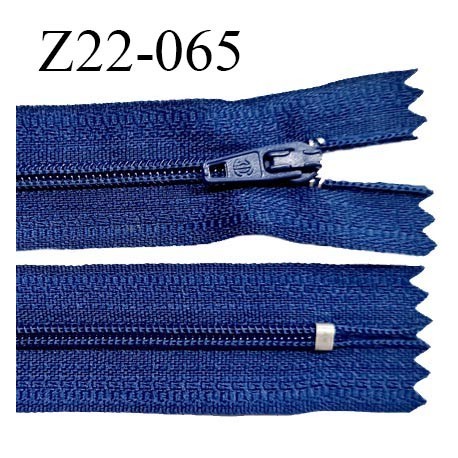 Fermeture zip 22 cm à glissière couleur bleu cobalt non séparable zip nylon largeur du zip 6 mm longueur 22 cm prix à l'unité