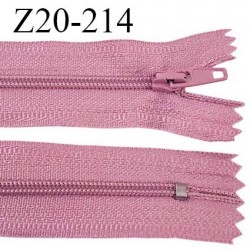 Fermeture zip 20 cm non séparable couleur rose glissière nylon largeur 5 mm longueur 20 cm prix à l'unité