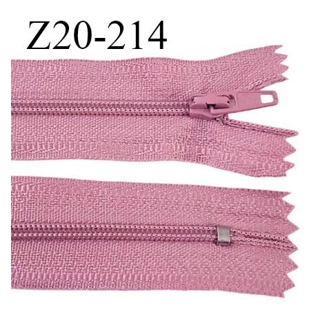 Fermeture zip 20 cm non séparable couleur rose glissière nylon invisible largeur 5 mm longueur 20 cm prix à l'unité