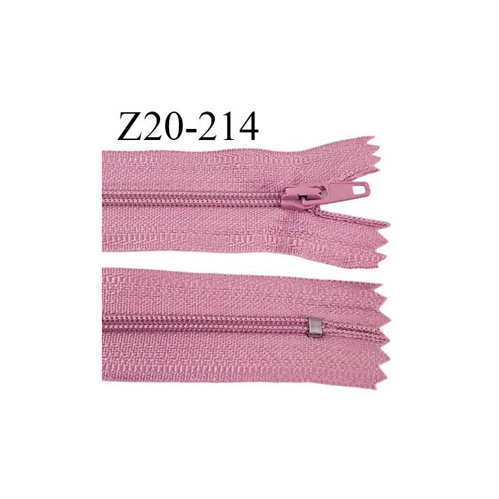 Fermeture zip 20 cm non séparable couleur rose glissière nylon invisible largeur 5 mm longueur 20 cm prix à l'unité