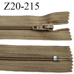 Fermeture zip 20 cm non séparable couleur kaki glissière nylon invisible largeur 5 mm longueur 20 cm prix à l'unité