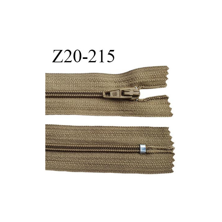 Fermeture zip 20 cm non séparable couleur kaki glissière nylon invisible largeur 5 mm longueur 20 cm prix à l'unité