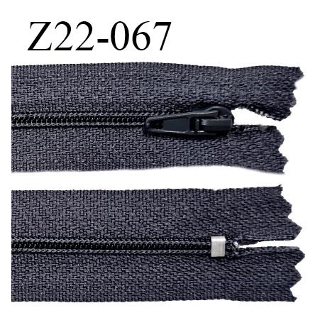 Fermeture zip 22 cm à glissière couleur gris bleuté non séparable zip nylon largeur du zip 6 mm longueur 22 cm prix à l'unité