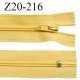 Fermeture zip 20 cm non séparable couleur jaune banane glissière nylon largeur 5 mm longueur 20 cm largeur 27 mm prix à l'unité