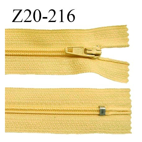 Fermeture zip 20 cm non séparable couleur jaune banane glissière nylon largeur 5 mm longueur 20 cm largeur 27 mm prix à l'unité