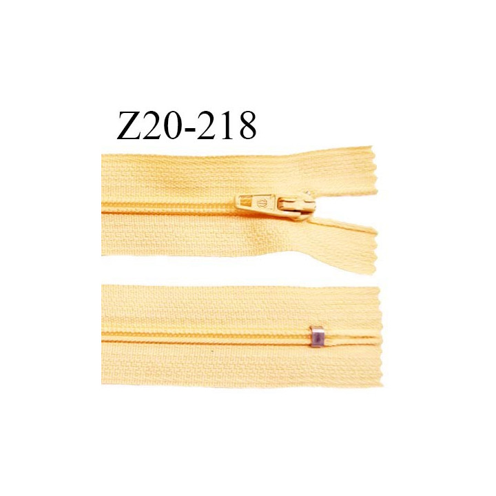 Fermeture zip 20 cm non séparable couleur abricot glissière nylon invisible largeur 5 mm longueur 20 cm prix à l'unité