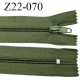 Fermeture zip 22 cm à glissière couleur kaki non séparable zip nylon largeur du zip 6 mm longueur 22 cm prix à l'unité