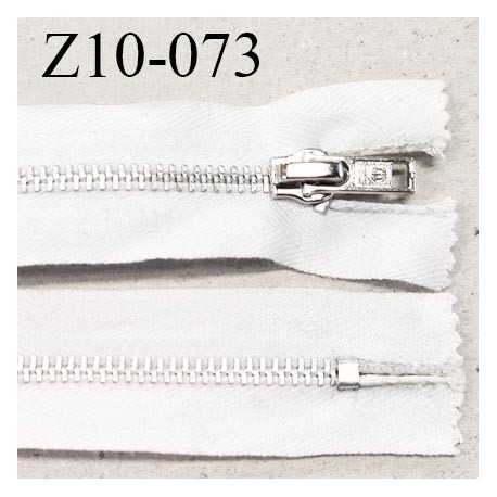 Fermeture zip 10 cm couleur blanc longueur 10 cm largeur 2.7 cm non séparable glissière métal largeur 5 mm prix à l'unité