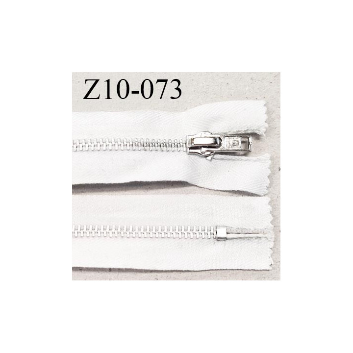 Fermeture zip 10 cm couleur blanc longueur 10 cm largeur 2.7 cm non séparable glissière métal largeur 5 mm prix à l'unité