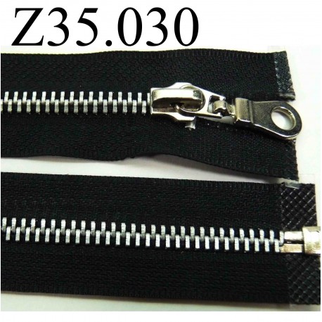 fermeture éclair 35 cm couleur noir séparable zip métal largeur 3 cm largeur du zip 6 mm