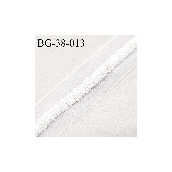 Galon ruban 38 mm tissu organdi couleur naturel largeur 38 mm avec cordon perlé cousu au centre prix au mètre