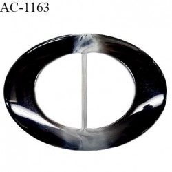 Grande boucle ovale en pvc couleur noir et gris marbré superbe longueur 110 mm largeur 80 mm épaisseur 10 mm prix à la pièce