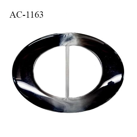 Grande boucle ovale en pvc couleur noir et gris marbré superbe longueur 110 mm largeur 80 mm épaisseur 10 mm prix à la pièce