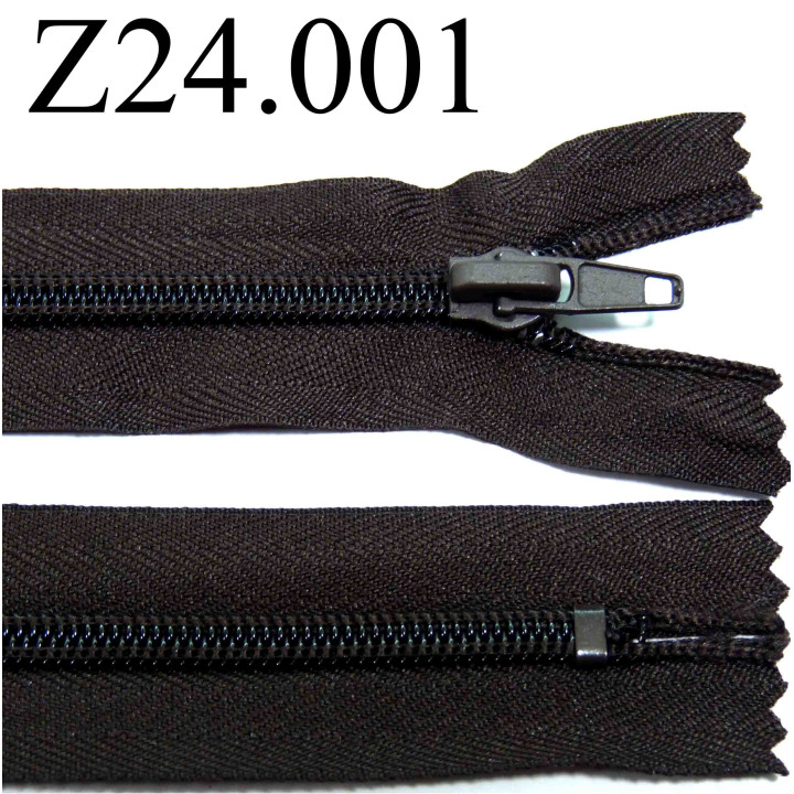 fermeture  éclair  longueur 24 cm couleur marron non séparable zip nylon largeur 3,2 cm largeur du zip 6 mm