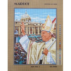 Canevas à broder 50 x 65 cm marque MARGOT création de Paris le pape Jean Paul II Fabrication française