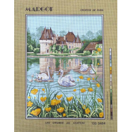Canevas à broder 50 x 65 cm marque MARGOT création de Paris les cygnes du chateau fabrication française