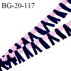 Galon ruban 20 mm frange style daim couleur rose et violet largeur de la bande 6 mm + 14 mm de franges prix au mètre