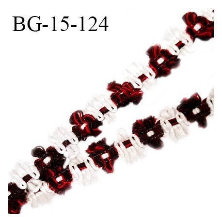 Galon ruban 15 mm à fleurs couleur blanc marron rouge diamètre des fleurs 15 mm prix au mètre