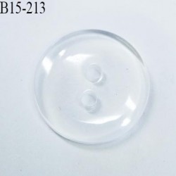 Bouton 15 mm pvc transparent 2 trous diamètre 15 mm prix à la pièce