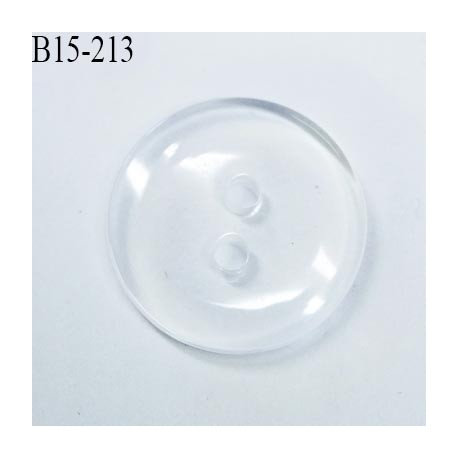 Bouton 15 mm pvc transparent 2 trous diamètre 15 mm prix à la pièce