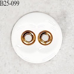 Bouton 25 mm en pvc couleur naturel et doré 2 trous diamètre 25 mm épaisseur 4.5 mm prix à la pièce