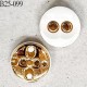 Bouton 25 mm en pvc couleur naturel et doré 2 trous diamètre 25 mm épaisseur 4.5 mm prix à la pièce