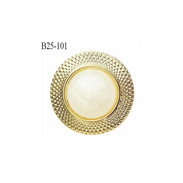 Bouton 25 mm pvc couleur nacre et or accroche avec un anneau diamètre 25 mm prix à la pièce