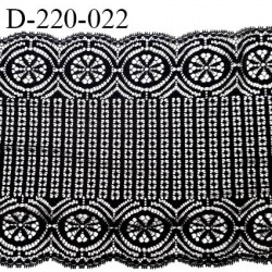 Dentelle 22 cm lycra extensible très haut de gamme largeur 22 cm couleur noir fabriqué en France bandes jacquard prix au mètre