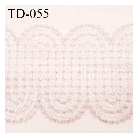 Dentelle 32 cm brodée sur tulle extensible couleur gris rosé haut de gamme douce largeur 32 cm prix pour 10 cm de longueur