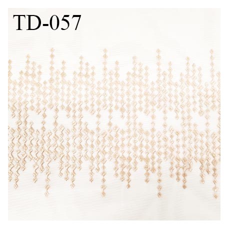 Dentelle 32 cm brodée sur tulle extensible couleur beige doré haut de gamme douce largeur 32 cm prix pour 10 cm de longueur