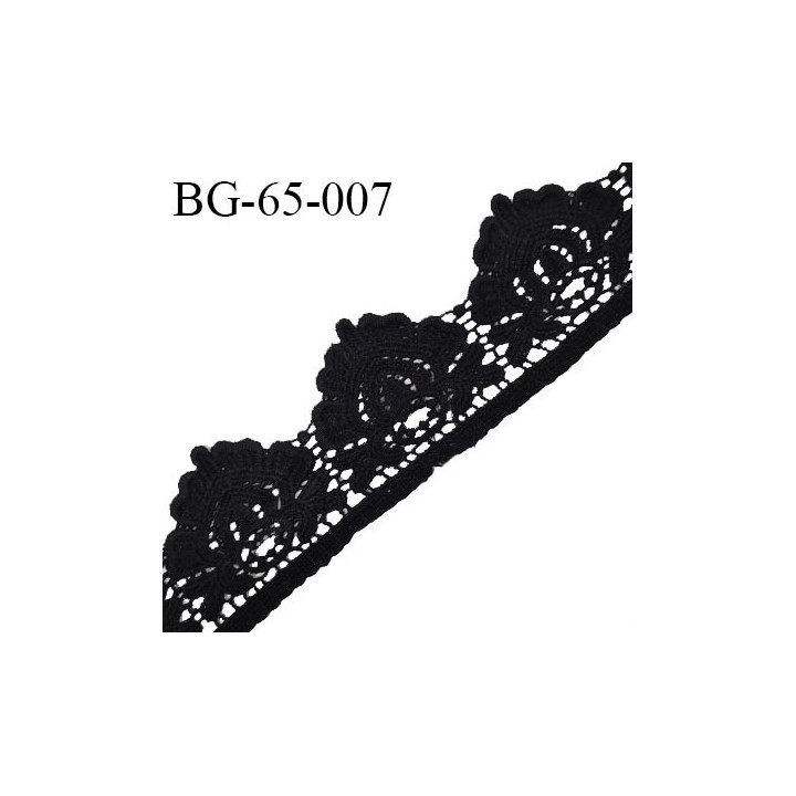 Ruban guipure 65 mm crochet couleur noir largeur 65 mm prix au mètre